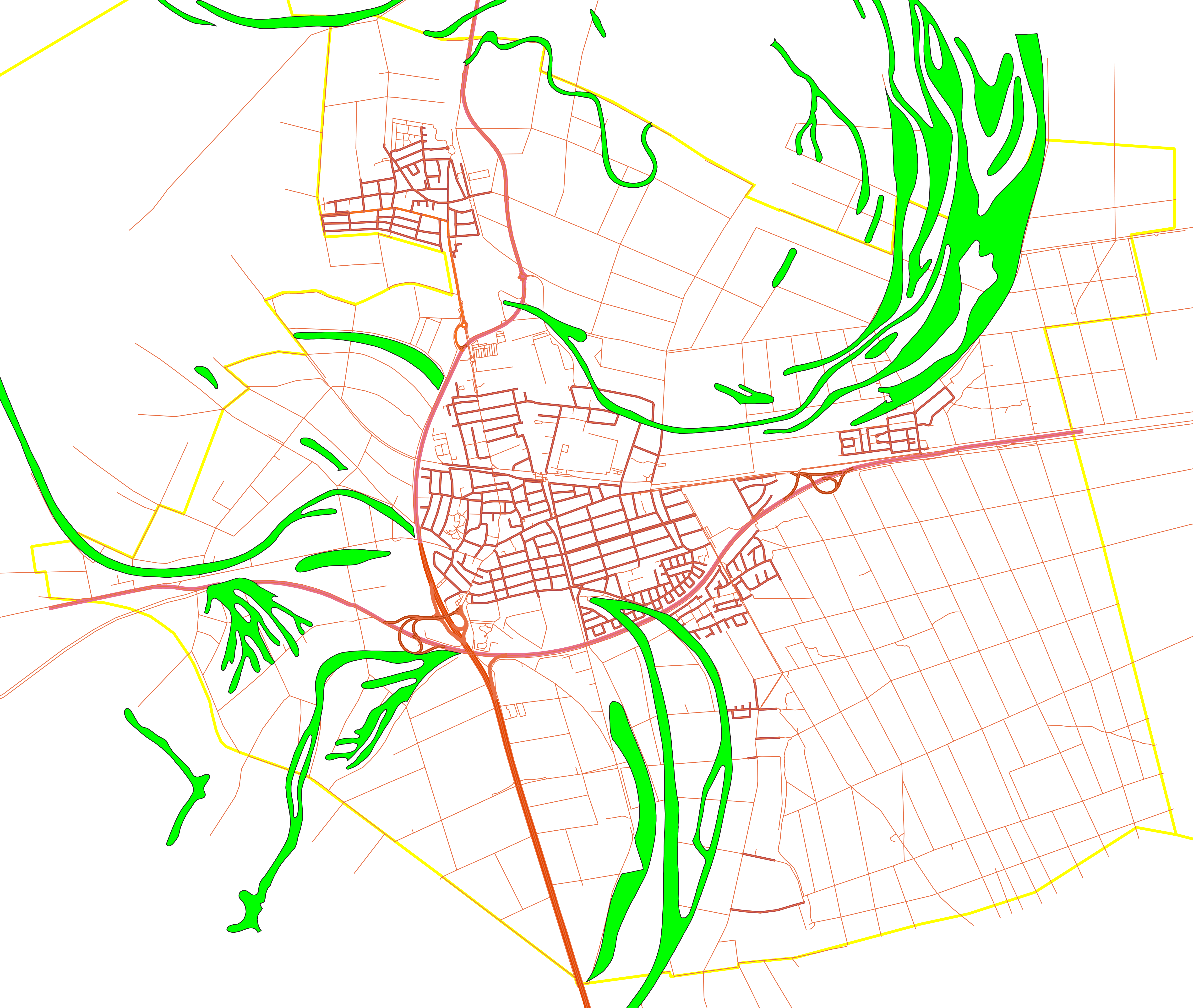 Landkarte vermuteter trockengelegter Moorflächen rund um Bürstadt