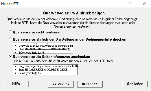 Bildschirmfoto Help to RTF