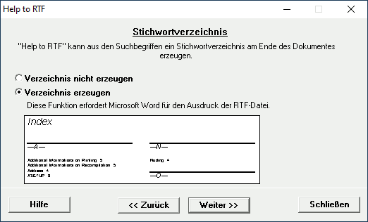 Bildschirmfoto Help to RTF